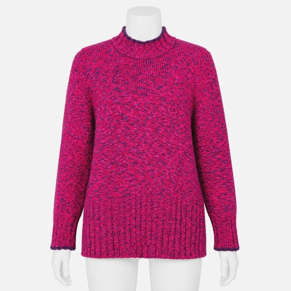 Stefano Basics Sweater Size Small Pink Purple Marled Knit Mock Neck Chunky Tunic